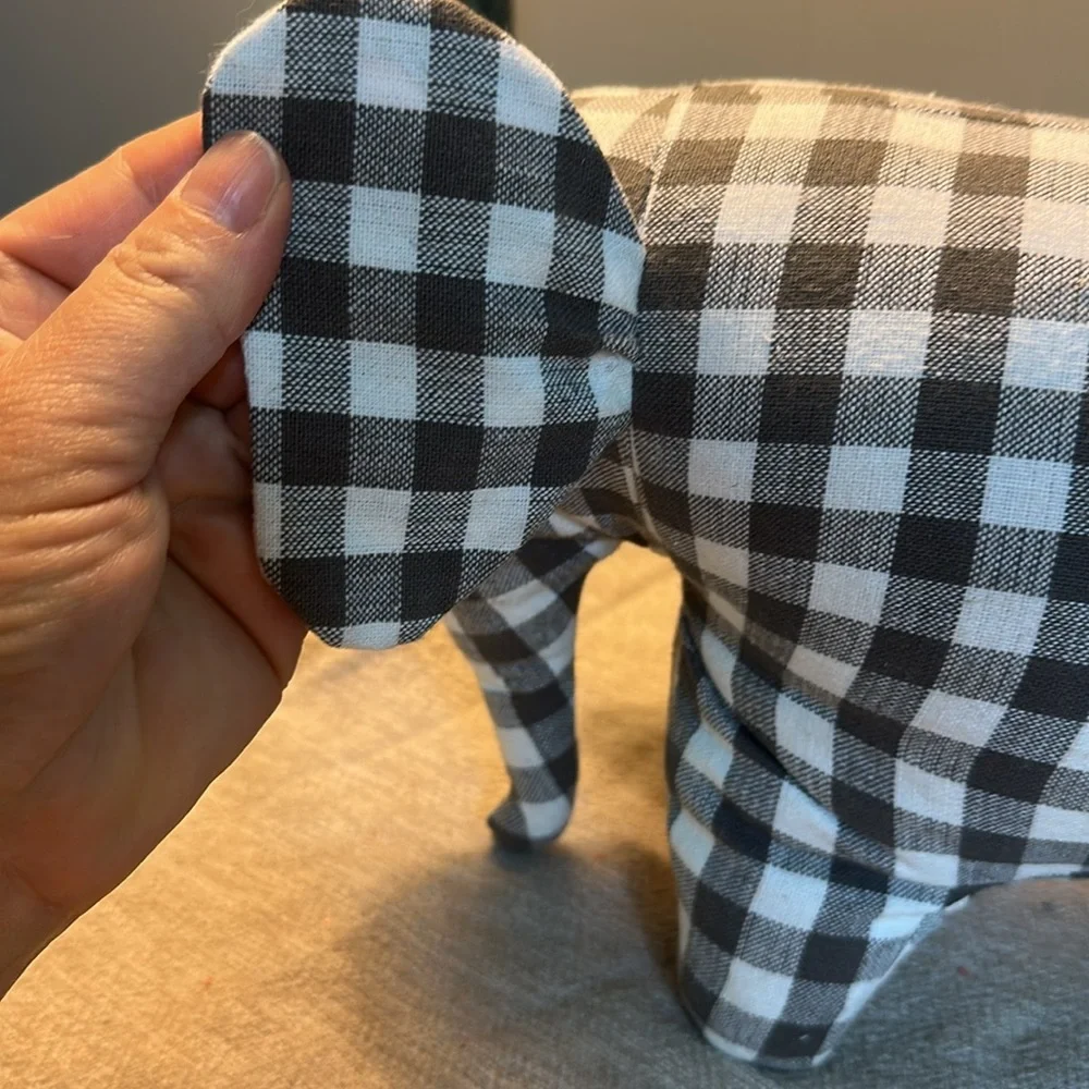 Creative Co-Op gray cotton Gingham Elephant 🐘 doorstop